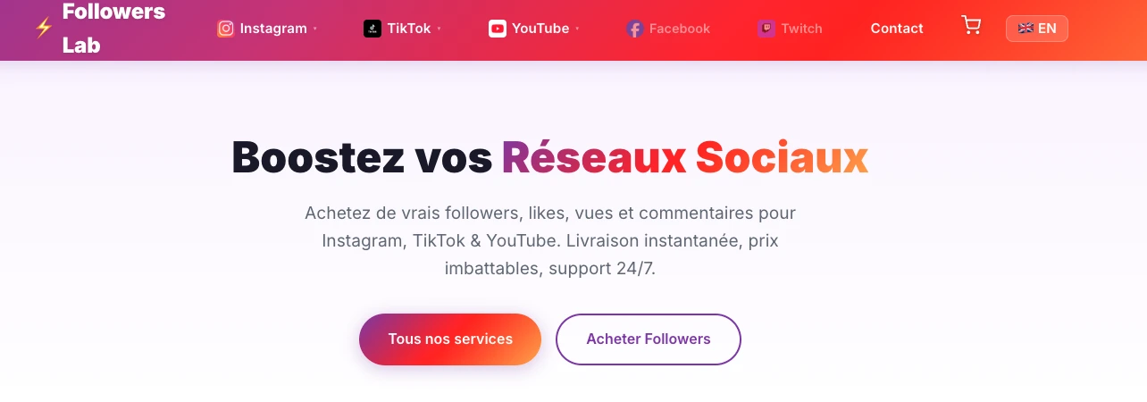 Followers-Lab interface for buying TikTok followers